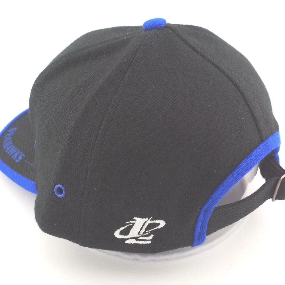 Vintage Logo Athletic Seattle Seahawks NFL Cap Mens Black Blue Strapback Hat